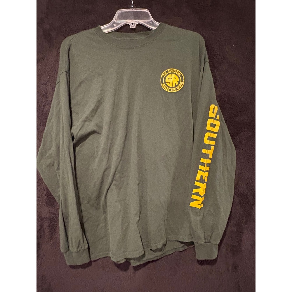 Southern T-Shirt Mens L XL Olive Green Long Sleeve Serves the South Graphic